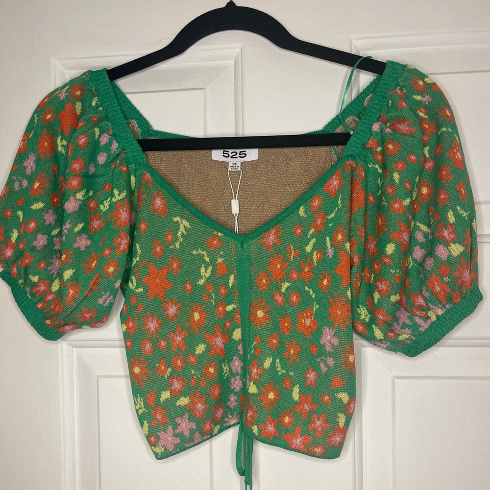 REVOLVE - 525 America Floral Puff Sleeve Top Garden Combo